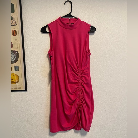 HALOGEN Hot Pink Mini Dress with cinched design - Picture 1 of 10